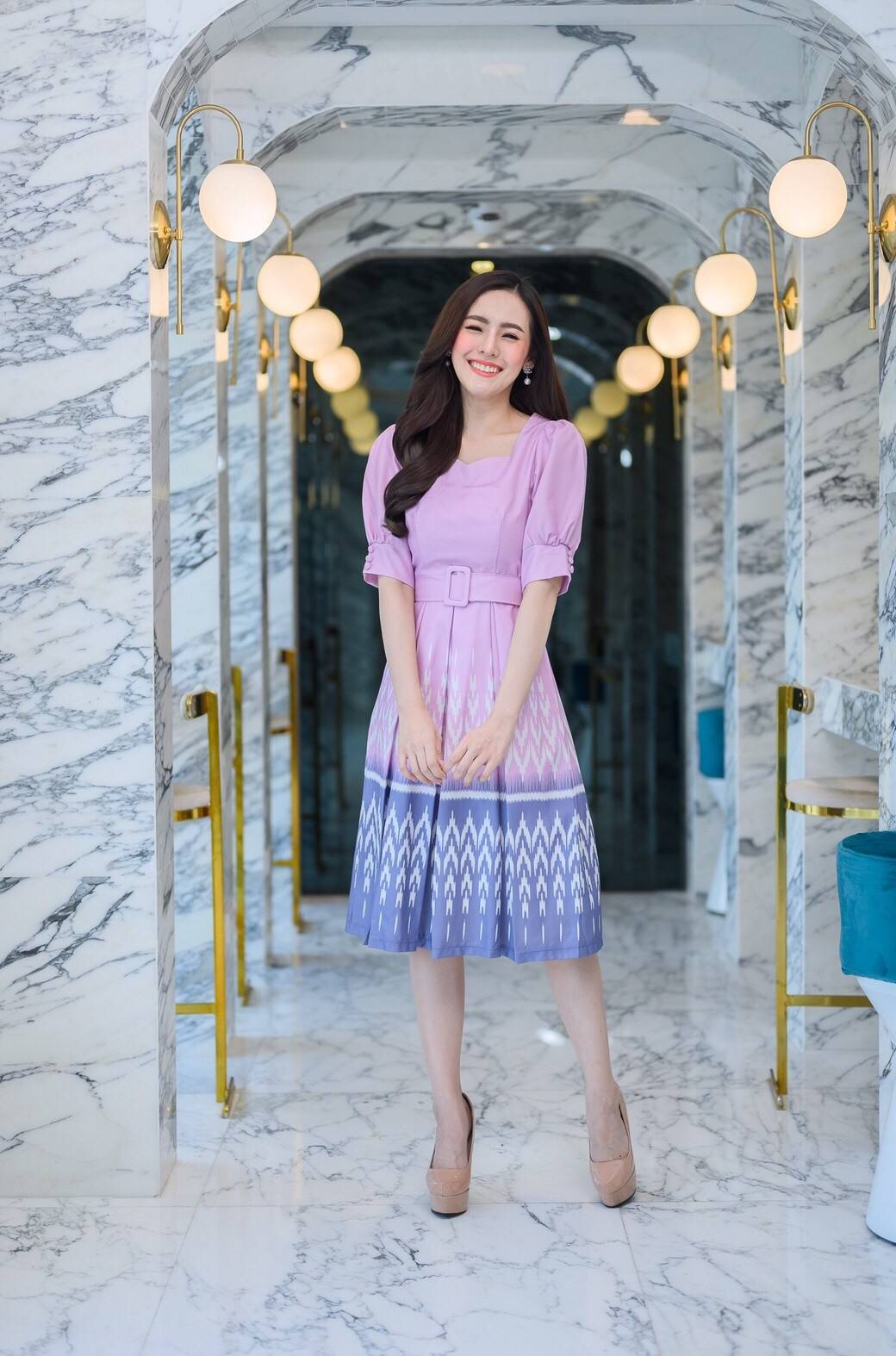 891052 ketysmile, ชุดเดรสผ้าไทย, ชุดเดรสทำงาน, เดรสผ้าไทย, ชุดเดรสแฟชั่น, ผ้าไทย, ผ้าปาเต๊ะ, ผ้าไหมมัดหมี่, ผ้าฝ้าย,