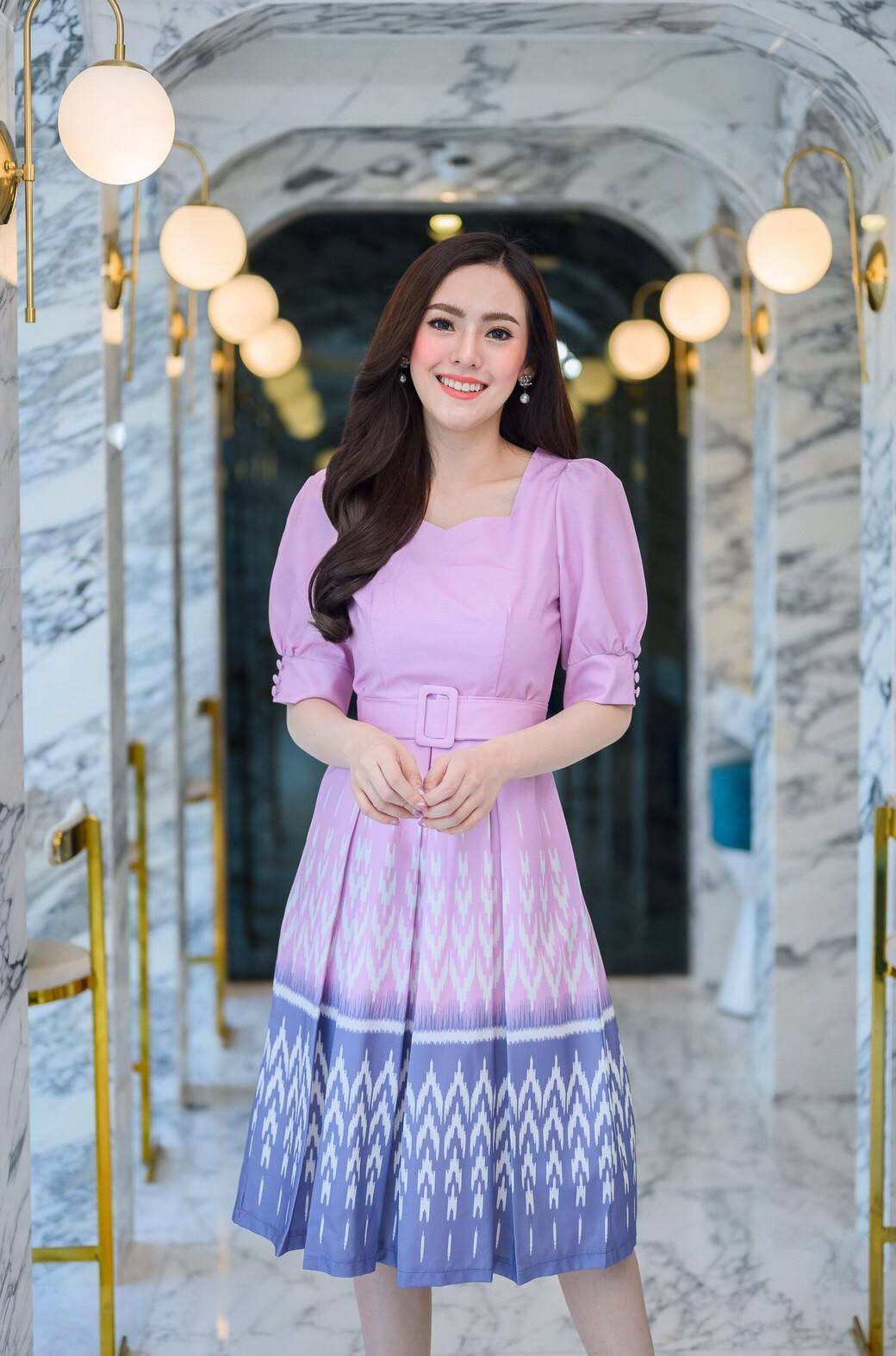 891053 ketysmile, ชุดเดรสผ้าไทย, ชุดเดรสทำงาน, เดรสผ้าไทย, ชุดเดรสแฟชั่น, ผ้าไทย, ผ้าปาเต๊ะ, ผ้าไหมมัดหมี่, ผ้าฝ้าย,